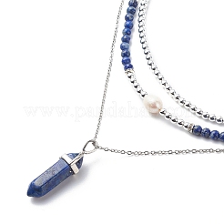 3 stücke 3 stil natürliche edelstein & perle & synthetische hämatit perlen halsketten set&nbsp;NJEW-JN04028