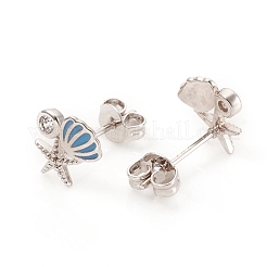 Orecchini a bottone in ottone micro pavé di zirconi chiari&nbsp;EJEW-G281-09P