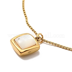 Collana con pendente quadrato in conchiglia sintetica&nbsp;NJEW-G085-10G