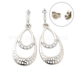 Boucles d'oreilles pendantes en laiton avec pavé de zircon cubique transparent&nbsp;EJEW-M103-10P