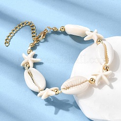 Bracelets en perles de coquillage et d'étoile de mer pour femmes&nbsp;BJEW-F520-05G