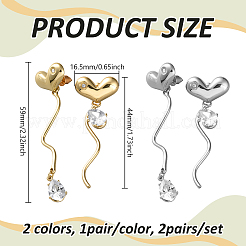 2 paio di orecchini a bottone con nappe e strass in lega di 2 colori&nbsp;EJEW-HY0001-07