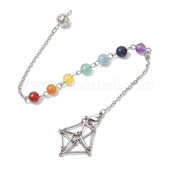 3 pièce 3 styles 304 chaîne en acier inoxydable pochette en macramé support de pierre vide pendules de radiesthésie&nbsp;HJEW-JM02327