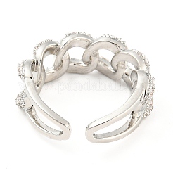 Anelli gemelli aperti in ottone a forma di catene barbazzale con zirconi cubici&nbsp;RJEW-Q781-04P