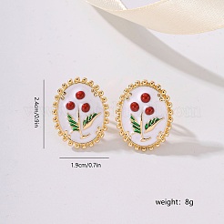 Elegantes pendientes de botón con forma de flor de esmalte de aleación&nbsp;VA1196