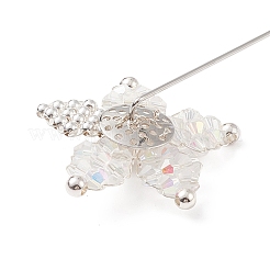 Blume aus geflochtenen Glasperlen mit Anstecknadel aus Muschelperlen&nbsp;JEWB-TA00004