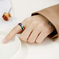 Anillo de dedo del corazón del esmalte de la bandera del orgullo del color del arco iris&nbsp;RABO-PW0001-035F-EB