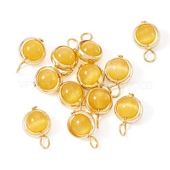 12 breloque ronde en laiton et verre imitation œil de chat&nbsp;PALLOY-TAC0237-02
