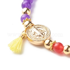 7 chakra teint naturel malaisie jade perles rondes bracelets extensibles ensemble pour fille femmes&nbsp;BJEW-JB07003