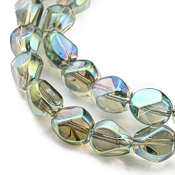 Vollständig regenbogenbeschichtete galvanisierte transparente Glasperlenstränge&nbsp;EGLA-G037-04A-FR03