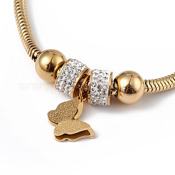 Pulsera con colgante de mariposa y columna de diamantes de imitación de cristal con cadenas redondas de serpientes&nbsp;BJEW-G669-01G
