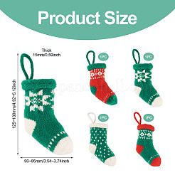 4 pièce 4 styles de décorations suspendues de chaussettes de Noël en polyester&nbsp;AJEW-TA0003-29A