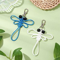 2 pz decorazione pendente in poliestere cerato a forma di libellula&nbsp;HJEW-JM02665