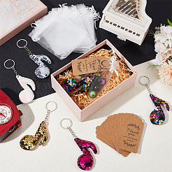 30 porte-clés pendentif note de musique en PVC à paillettes&nbsp;KEYC-PH0002-34