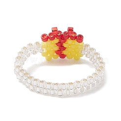 Bagues de Noël en perles de verre pour femmes&nbsp;RJEW-MZ00029-02