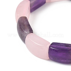 Braccialetti elastici con perline di ametista naturale e quarzo rosa per donne e uomini&nbsp;BJEW-C097-02A-17