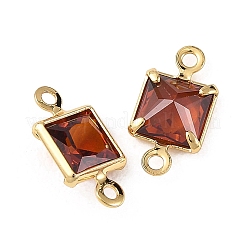 Dijes conectores cuadrados de latón pavé de circonita cúbica de Shegrace&nbsp;XGRQ2O364-440B-G