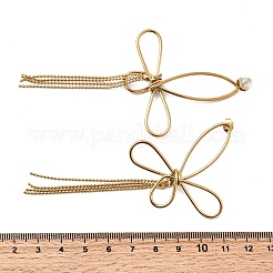 Orecchini a bottone con nappina a farfalla in acciaio inossidabile 304&nbsp;EJEW-B151-02