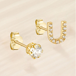Orecchini a cerchio in argento sterling con zirconi e lettera U&nbsp;DA2309-1