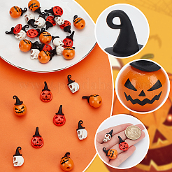 30 Stück 3 Stile Halloween gefärbte synthetische Türkis & Legierung Anhänger&nbsp;FIND-AR0005-28
