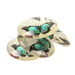 Farfalla metà vetro stampato cabochon rotondo / dome&nbsp;X-GGLA-N004-14mm-C