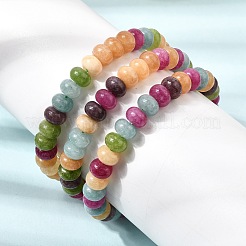 Braccialetti elasticizzati da donna con perline rondelle arcobaleno in giada bianca naturale tinta&nbsp;GG-CBA3F02-04