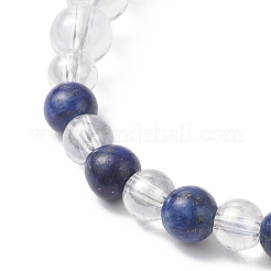Stretch-Armbänder aus Glas- und natürlichen Lapislazuli-Perlen für Damen und Herren&nbsp;BJEW-JB12693-01