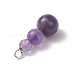 Pendenti con perline rotonde di ametista naturale&nbsp;PALLOY-JF02867-10