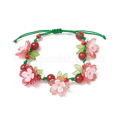 Bracelets tressés en perles acryliques florales pour femmes&nbsp;BJEW-MZ00184-01