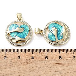 Ciondoli in ottone con placcatura a cremagliera con micro pavé di zirconi chiari&nbsp;KK-C041-06H-G