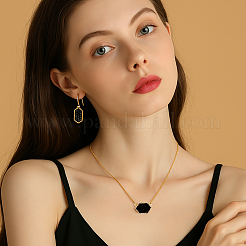 2 set di 2 collane con ciondolo in lega esagonale e resina e orecchini pendenti per donna&nbsp;SJEW-GO0001-03