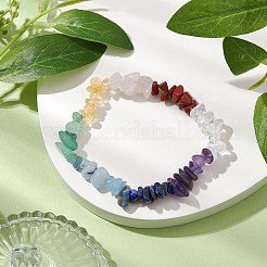 Chakra quartz rose naturel & cristal de quartz & jaspe rouge & aventurine verte & lapis lazuli & améthyste bracelets extensibles en perles&nbsp;BJEW-JB10777-02