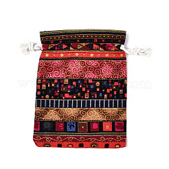 Sacs de rangement en coton et lin de style ethnique&nbsp;ABAG-N008-7x9-B01