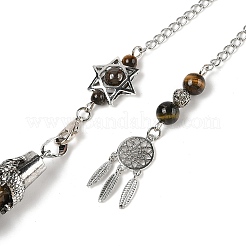 Natürliche Tigerauge Kegel Wünschelrute Pendel große spitze Anhänger&nbsp;AJEW-Z041-01G-AS