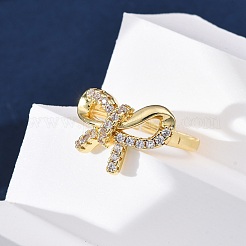 Anelli da dito in ottone micro pavé di zirconi cubici trasparenti per donna&nbsp;RJEW-U047-06G