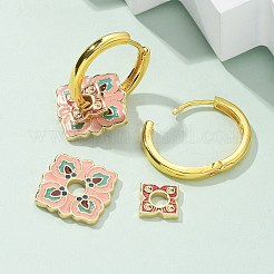 Boucles d'oreilles créoles en laiton à losanges&nbsp;EJEW-R016-13G-03