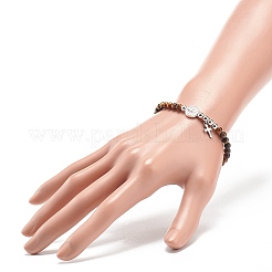 7 Stück 7 Stil natürliche gemischte Edelsteine & Legierung St. Benedikt Medaille Perlen Stretch Armbänder Set&nbsp;BJEW-JB08877
