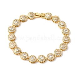 Messing-Gliederkettenarmbänder mit Mikropflaster und klarem Zirkonia für Damen&nbsp;BJEW-H639-03G
