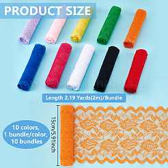 10 Bündel 10 Farben Polyester Blumen Spitzenbesatz&nbsp;OCOR-BC0007-76