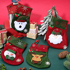 12 pièce 4 styles de décoration de sac cadeau de bas de Noël en tissu&nbsp;FIND-SP0020-60A