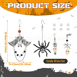 Halloween-Sets mit Ohrhängern und Ohrsteckern aus Emaille-Legierung und synthetischem Türkis&nbsp;EJEW-TA00709