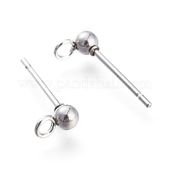Anlaufgeschützte Ohrstecker-Beschläge aus 304er Edelstahl mit Kugeln&nbsp;STAS-M274-009-P