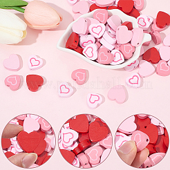 200 Stück 4-farbig bedruckte Holzperlen zum Valentinstag&nbsp;WOOD-SC0001-96