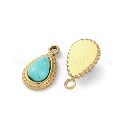 Breloques en forme de larme en turquoise synthétique plaquée or 14 carat&nbsp;STAS-R005-04G