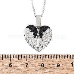 Collar con colgante de alas que se abre con rhinestone de arcilla polimérica de acero inoxidable 304 para mujer&nbsp;NJEW-Z065-14G-02