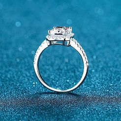Anelli da dito in argento sterling con micro pavé da 925 mm e moissanite placcati in rodio da donna&nbsp;WG8E258-74