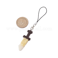 Decorazioni pendenti con perline di semi di vetro a forma di spada larga&nbsp;HJEW-MZ00176