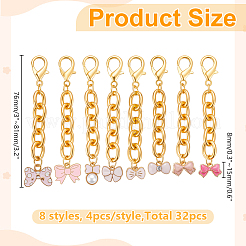 32 pendentif nœud papillon en alliage émaillé de 8 styles&nbsp;HJEW-WR00039