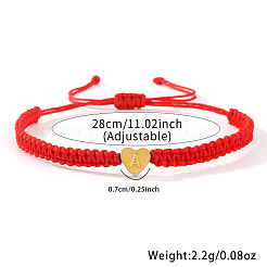 Bracelets tressés en acier inoxydable 304 avec perles en forme de cœur et de lettre&nbsp;OO6447-1