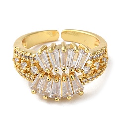 Anillos abiertos para puños con circonita cúbica y latón chapado en estante&nbsp;RJEW-K249-19G
